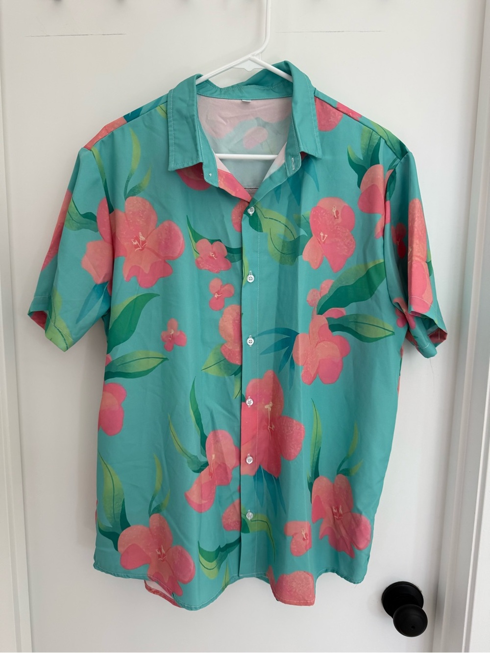 Aloha Floral Short-Sleeve Shirt in Teal & Coral- Saja Boy Jinu Costume